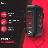 Ska lifestyle Black 3-IN-1 Travel Charger Mag Power Bank