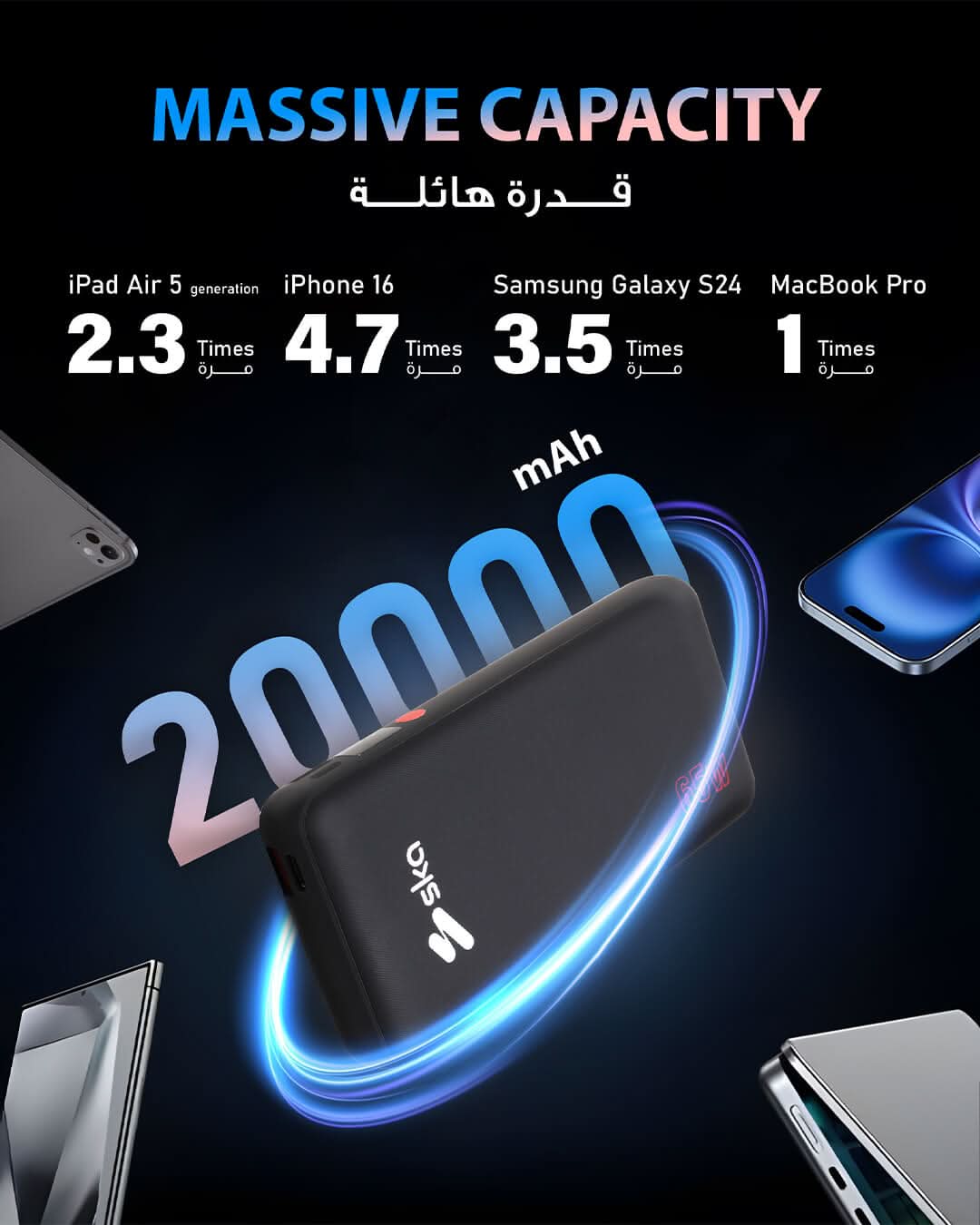 Ska lifestyle Black Re-Fuel PD65W 20000 Power Bank