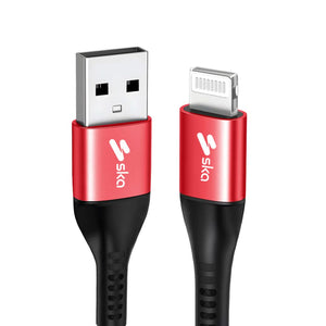 Ska lifestyle Black SKA 2M USB-A to Lightning Cable | MFi Certified for iPhone & iPad | 18W Fast Charge & 480Mbps Data Transfer | Kevlar Braided for Maximum Durability - Black