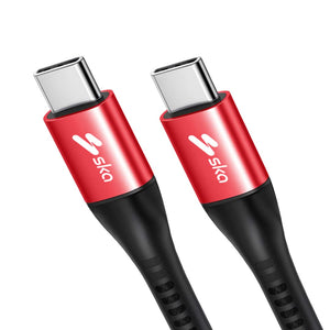 Ska lifestyle Black SKA 65W PD USB-C to USB-C Fast Charging Cable | 2M Kevlar Braided, Ultra-Durable & High-Speed Data Transfer | Works with iPhone 15, iPad, Samsung, Huawei, Xiaomi, MacBook - Black