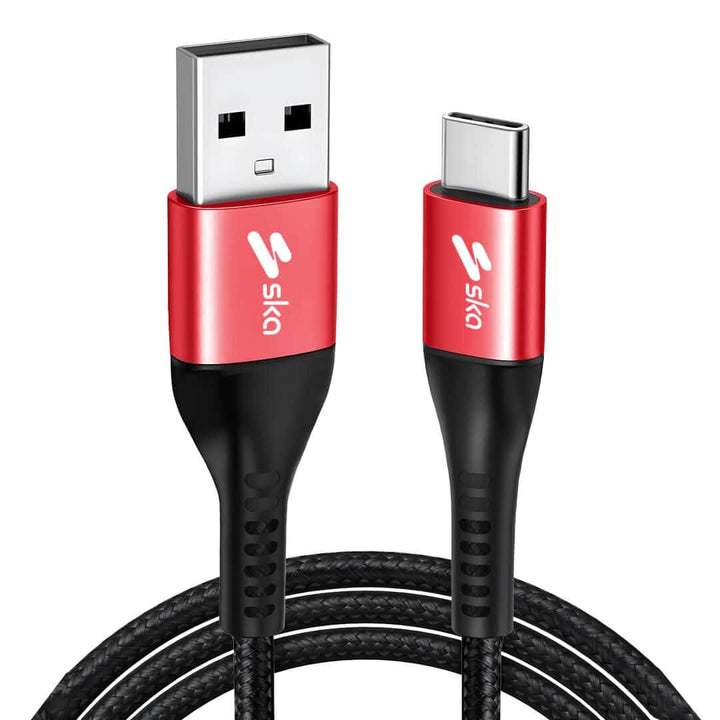 Ska lifestyle Black SKA 65W USB-A to USB-C Fast Charging Cable | 1.5m Kevlar Braided | High-Speed Power Delivery for iPhone 15, iPad Pro, Samsung, Xiaomi, Huawei & Laptops – White