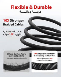 Ska lifestyle Black SKA Swift CC2100 USB-A to USB-C Fast Charging Cable | 1.2M Denim Braided Kevlar | Durable & High-Speed Charging for iPhone 15/15 Pro, iPad Air/Pro, Samsung, Xiaomi, Oppo, Huawei, Laptop – Black