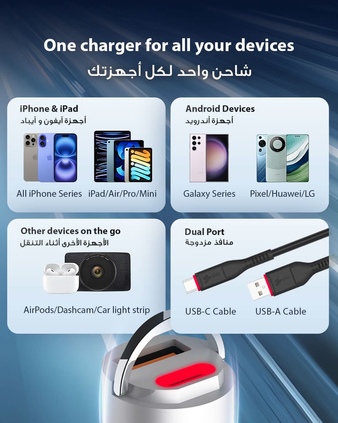 Ska lifestyle Silver Dual Port PD30W Car Charger