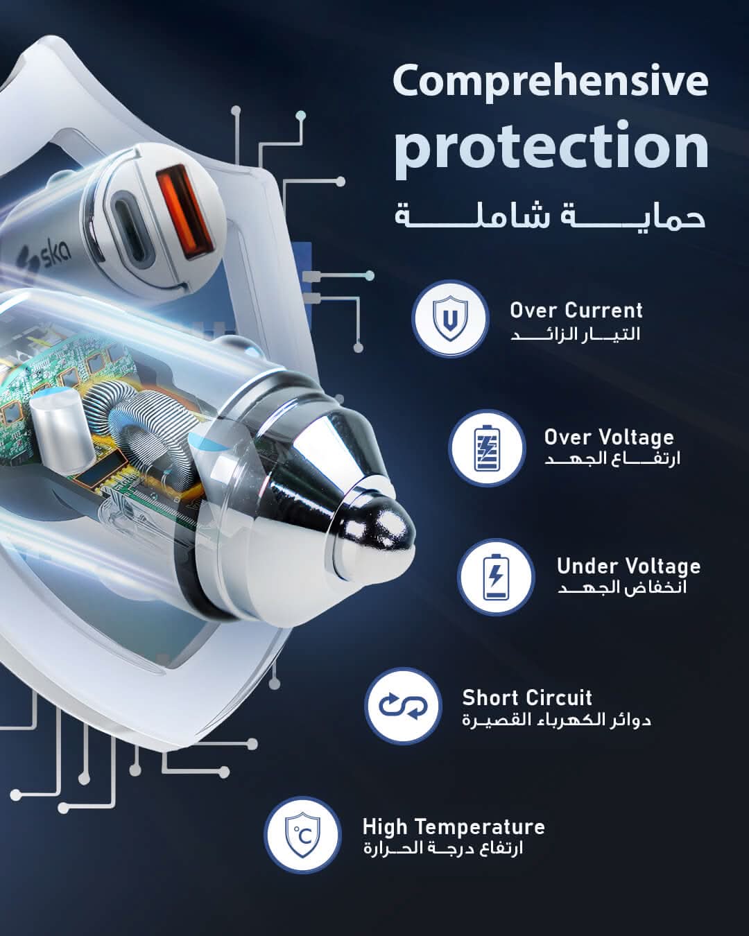 Ska lifestyle Silver Dual Port PD30W Car Charger
